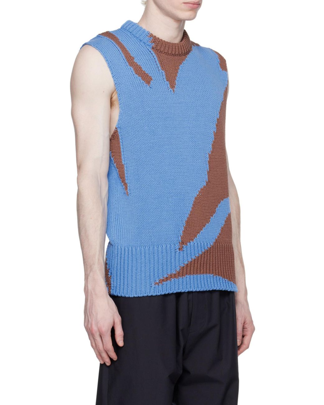 Jil Sander Blue Colorblock Vest for men