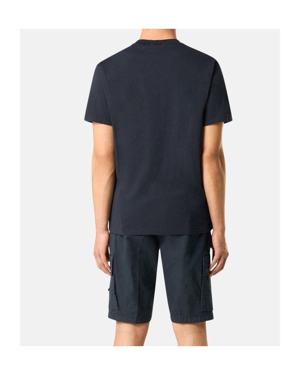Stone Island Blue Compass Patch Crewneck T-Shirt for men