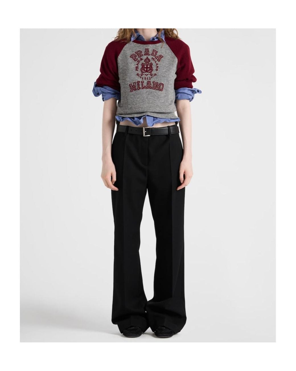 Prada Black Turn-Up Hem Trousers