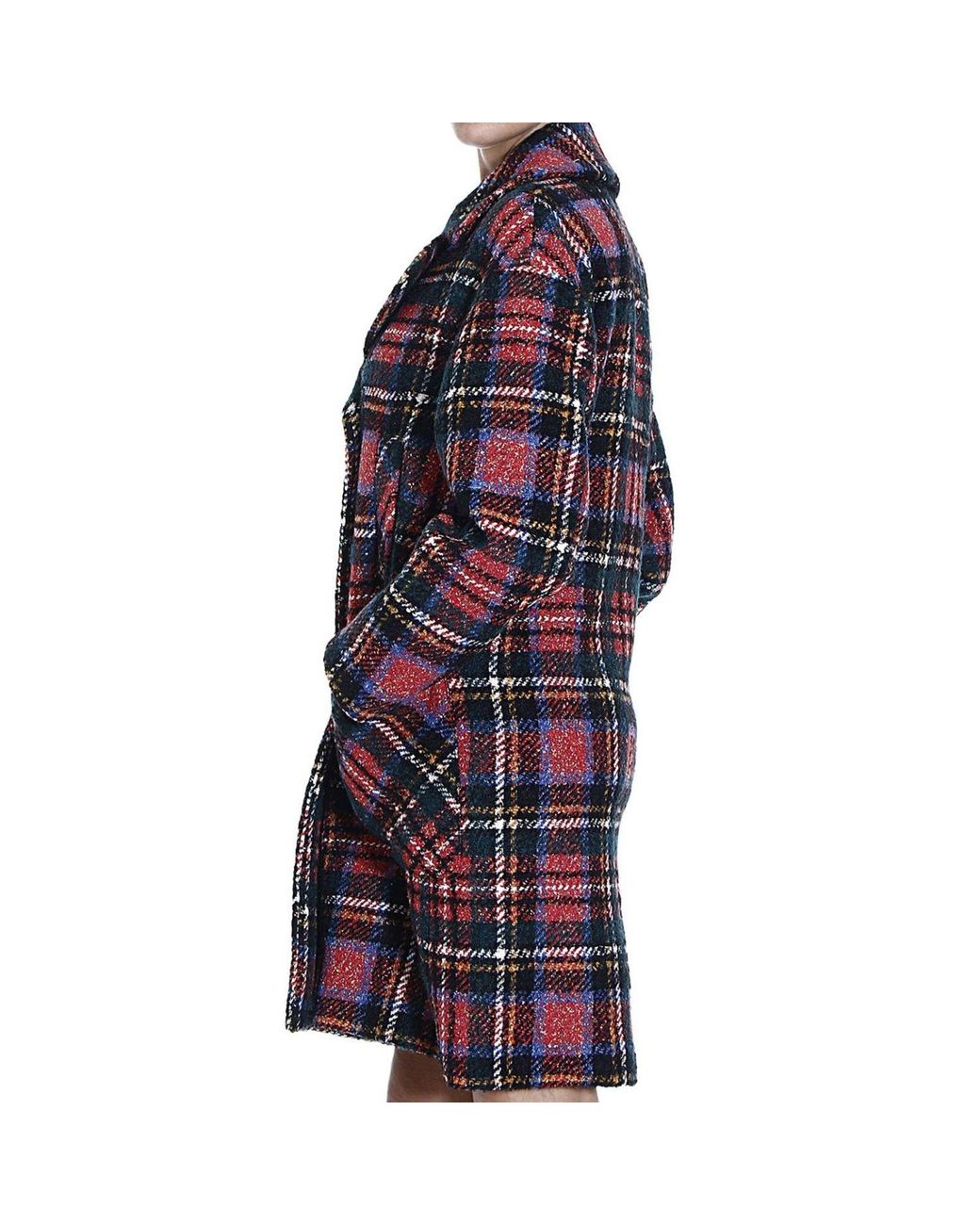 Moschino Blue Checked Detail Coat