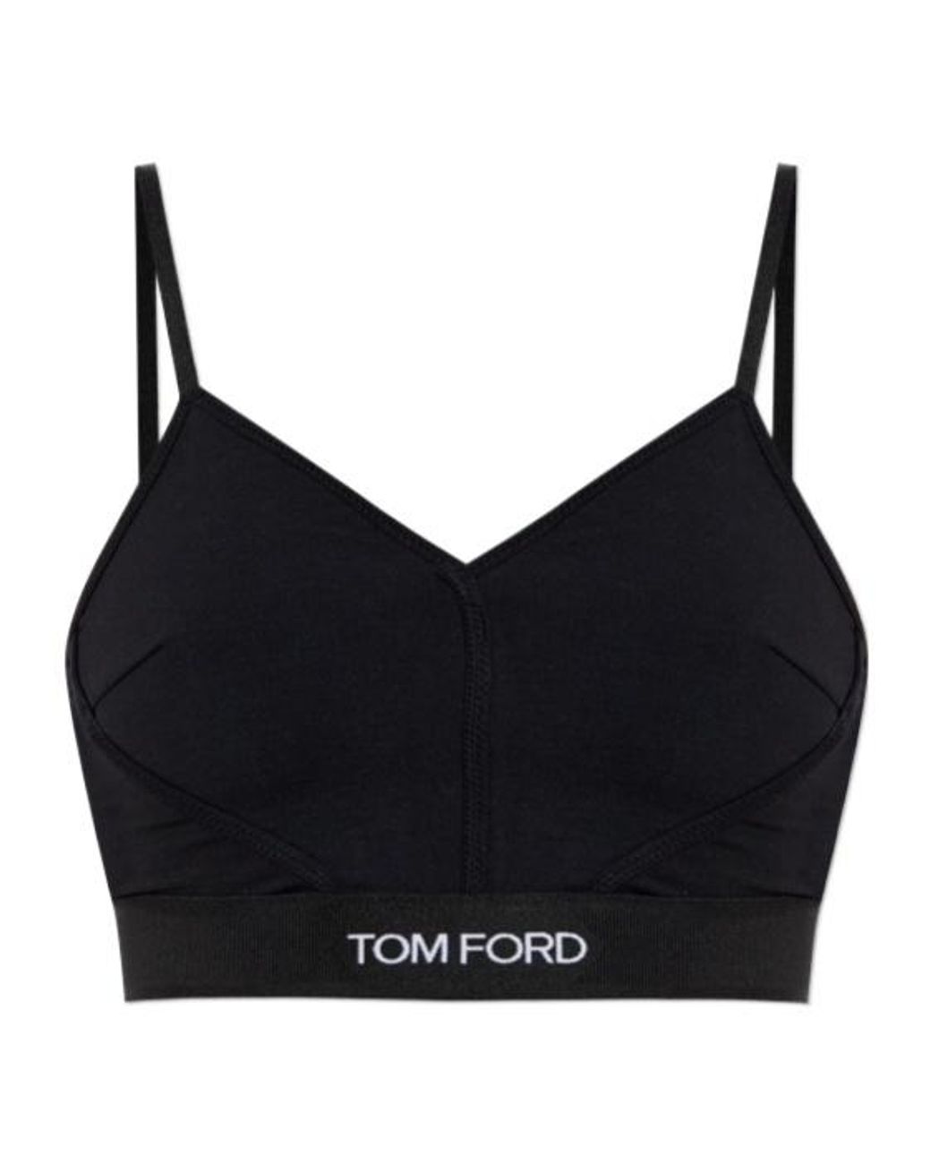 Tom Ford Black Logo Intarsia V-Neck Top