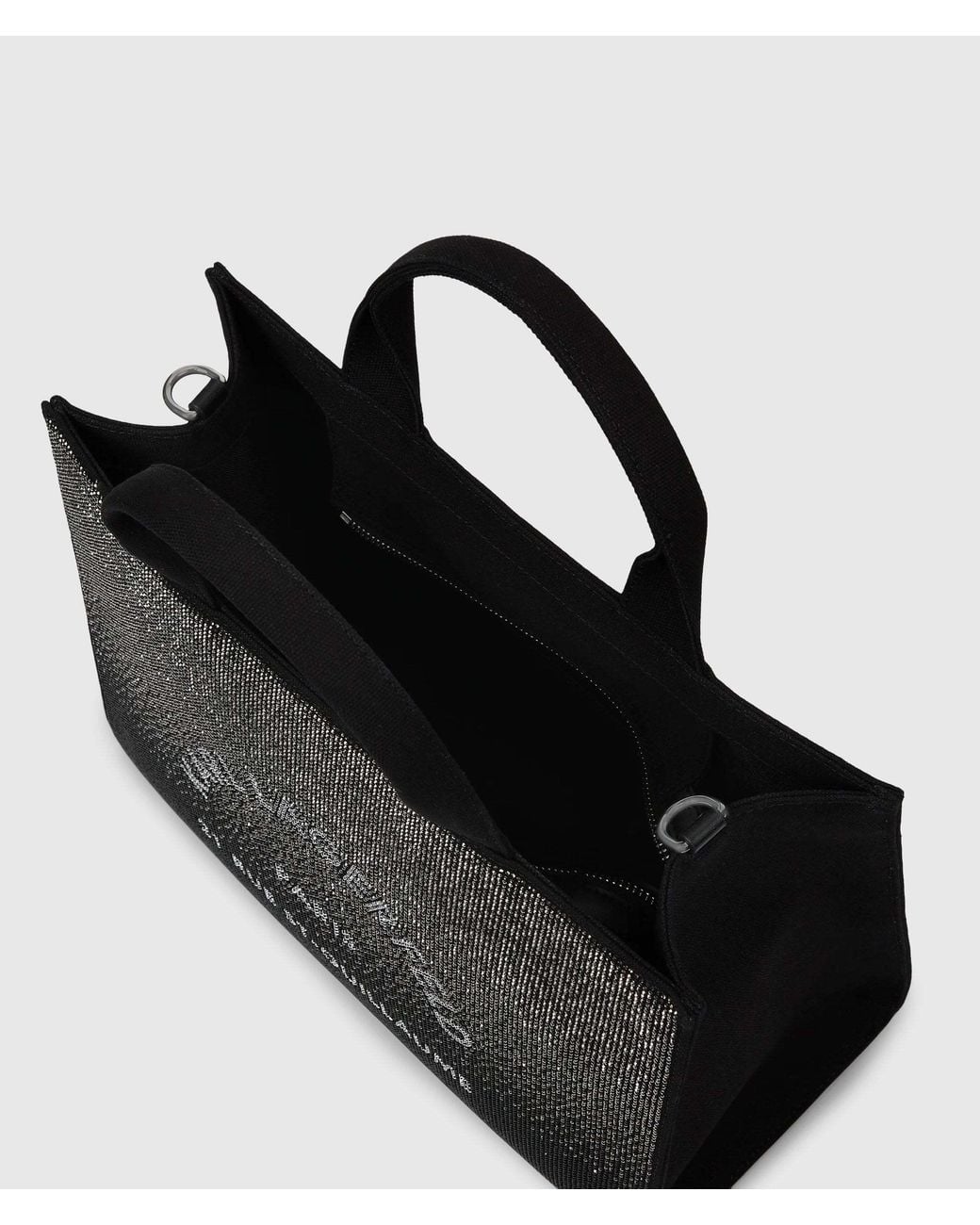 Karl Lagerfeld Black Medium Rue St-Guillaume Square Rhinestone Tote Bag