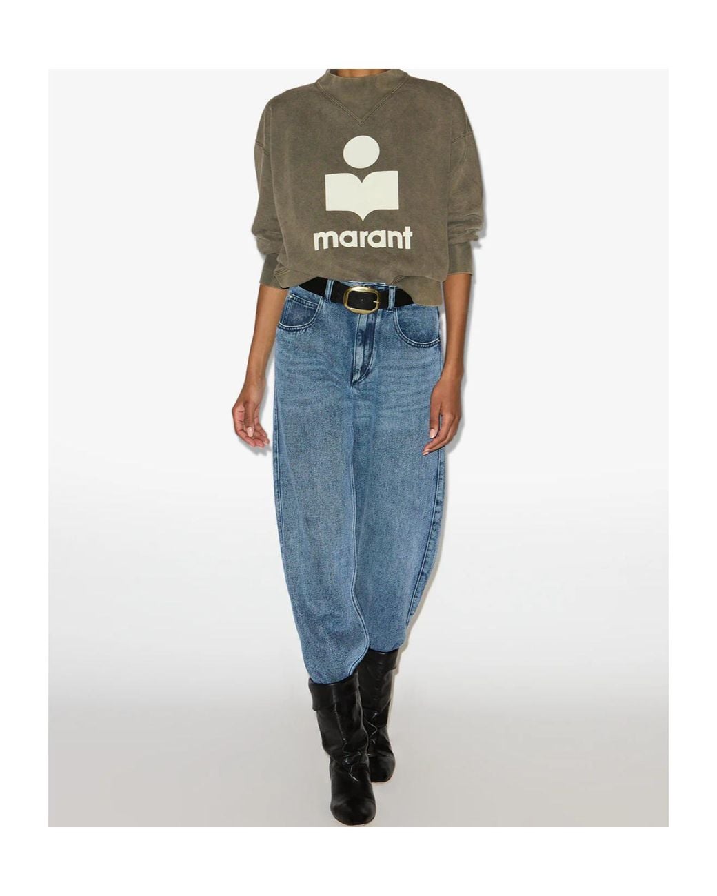 Isabel Marant Green Étoile Long-Sleeved Logo Printed Sweatshirt