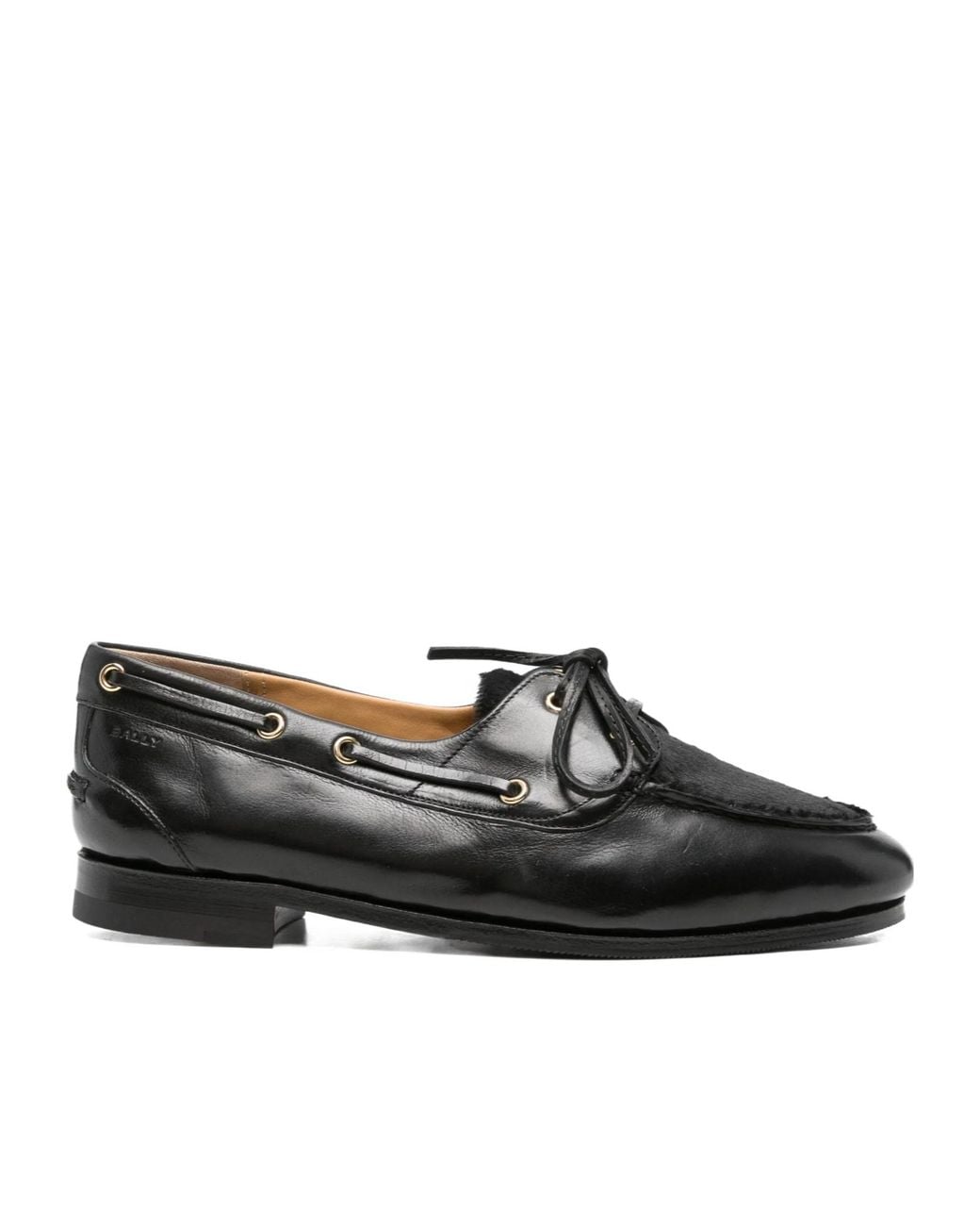Bally Black Leather Lace-Up Loafers