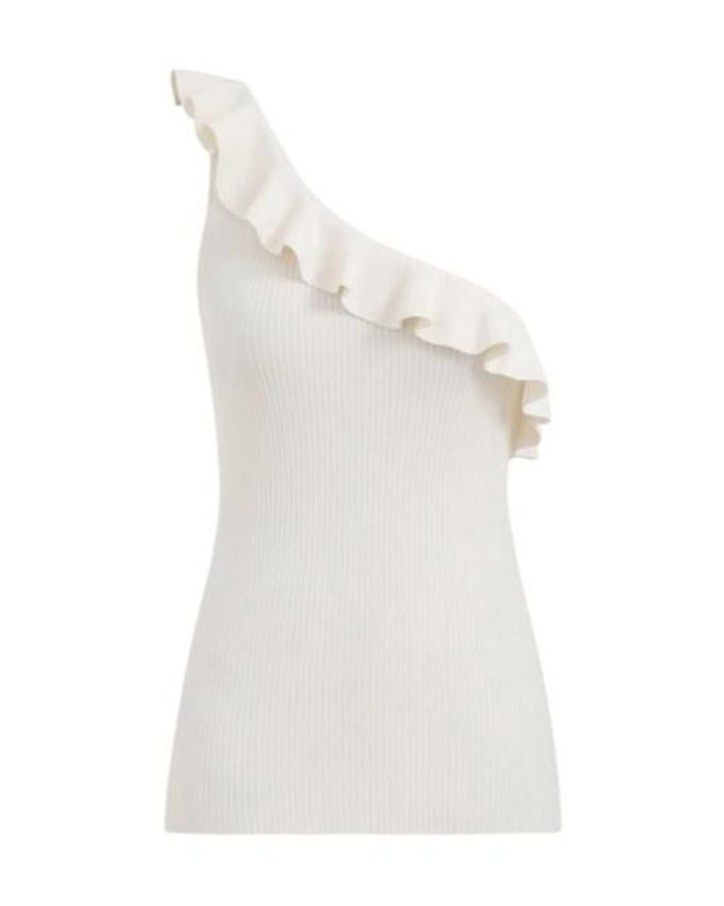 Zimmermann White Rhiannon Frill Asymmetric Tank Top
