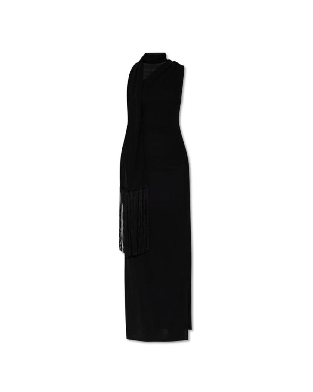 Acne Black Draped Satin Dress