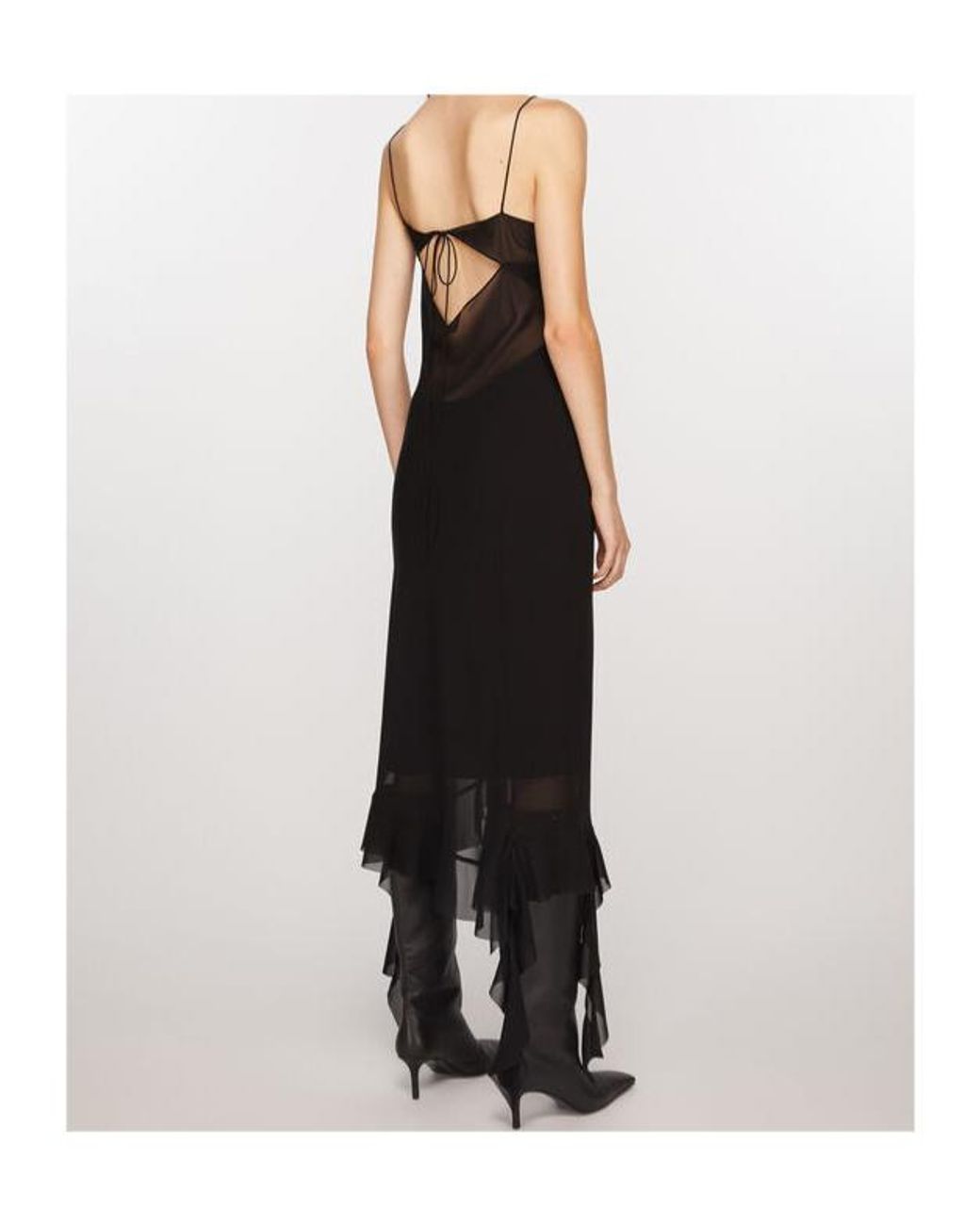 Acne Black Ruffle Detailed Sleeveless Midi Dress