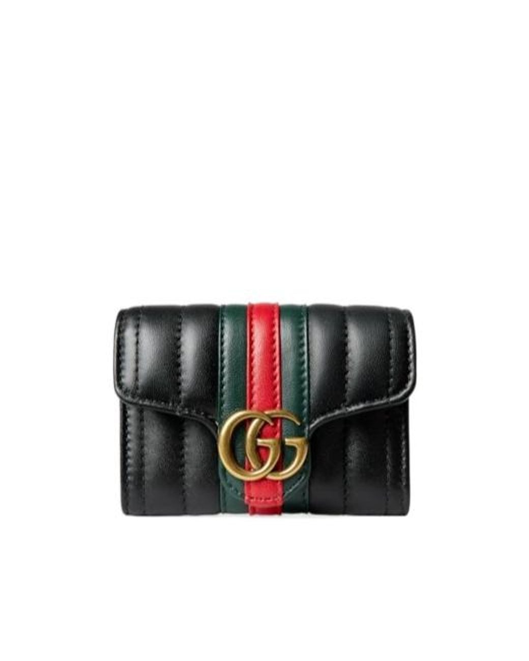 Gucci Black Gg Marmont Bi-Fold Card Case