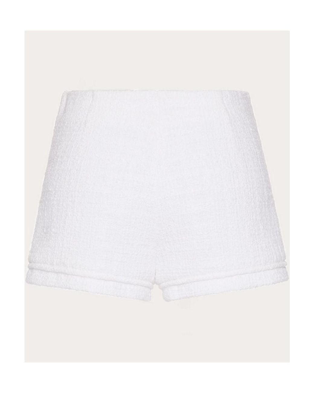 Valentino White Stud Detailed Tweed Shorts