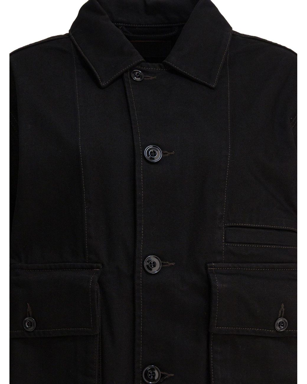 Lemaire Black Boxy Single Breasted Denim Jacket for men