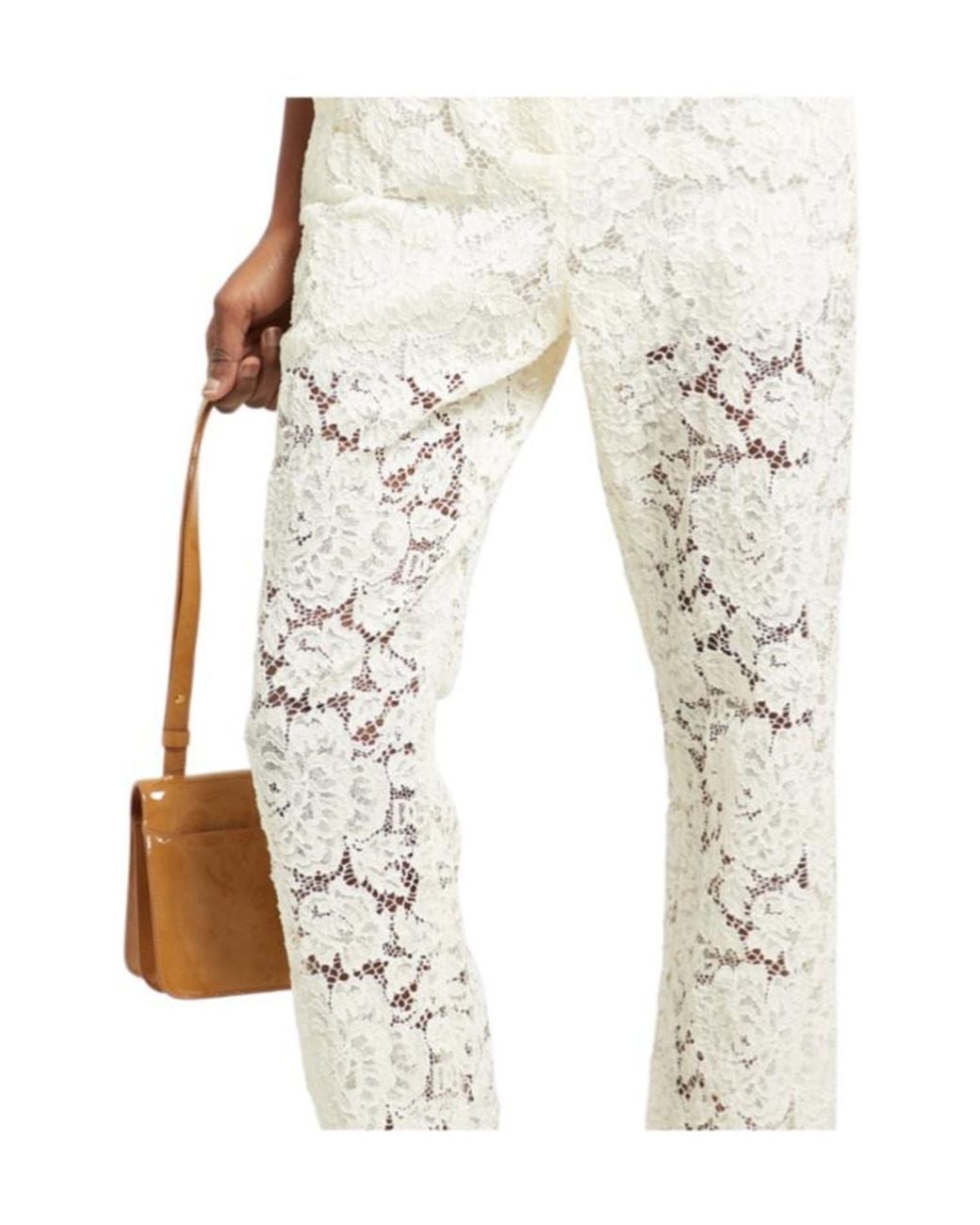 Dolce & Gabbana White Solidcolor Lace Trousers