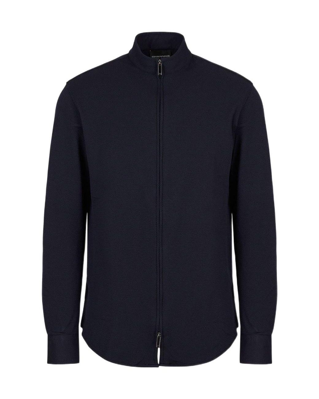Emporio Armani Blue Standcollar Fullzip Jacket for men