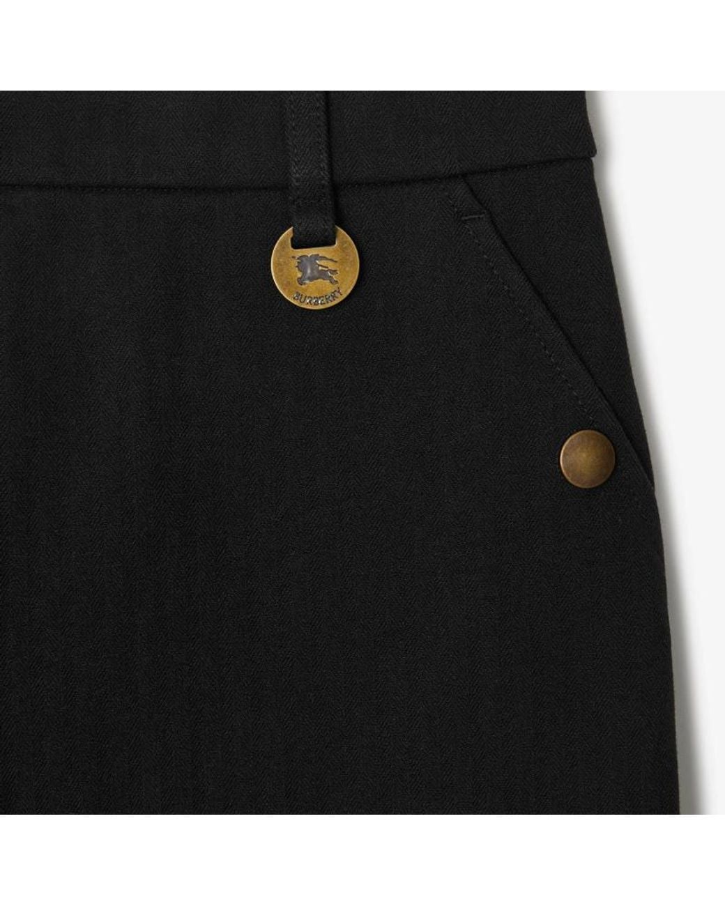 Burberry Black Herringbone Patterned Tapered Trousers