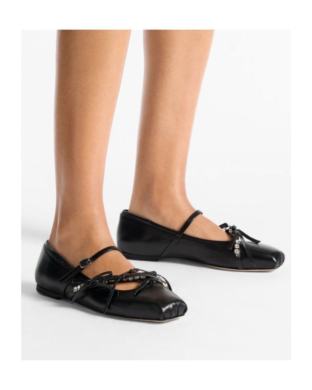 Jimmy Choo Black Leather Ballerinas "Loli"