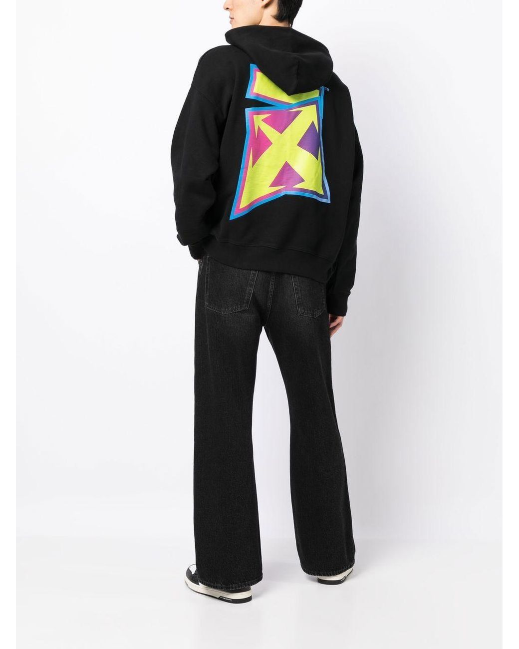 Off-White c/o Virgil Abloh Black Thunder Print Skate Hoodie for men