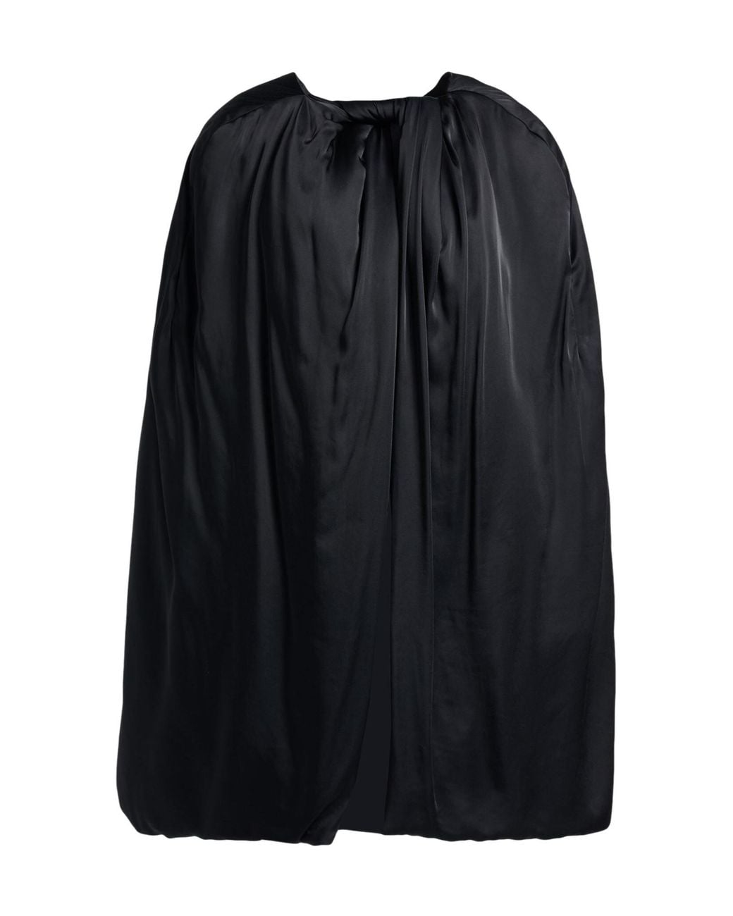 Rick Owens Black Solid-Colored Satin Shawl Cape