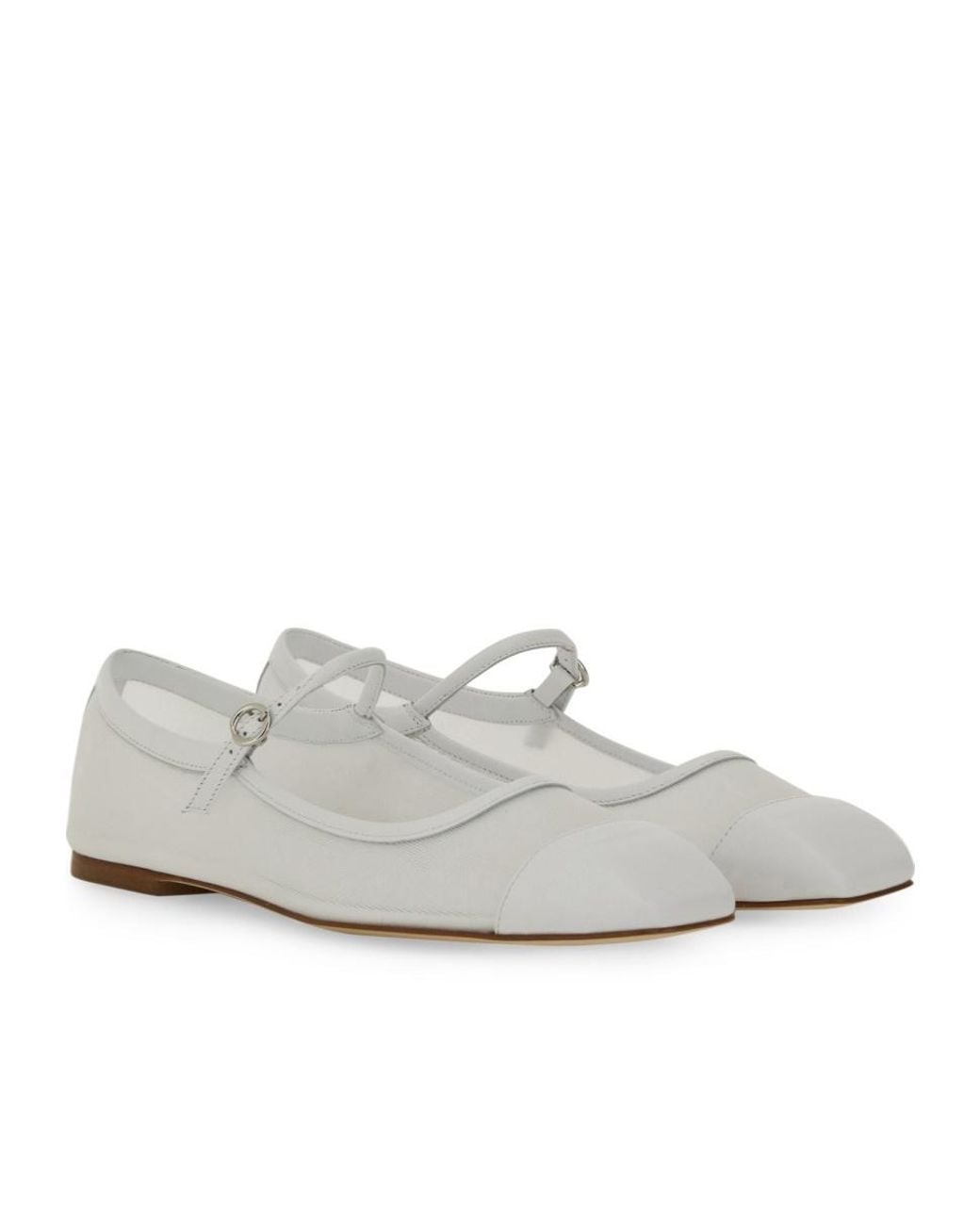 Aeyde White Uma Square Toe Mary Jane Flats