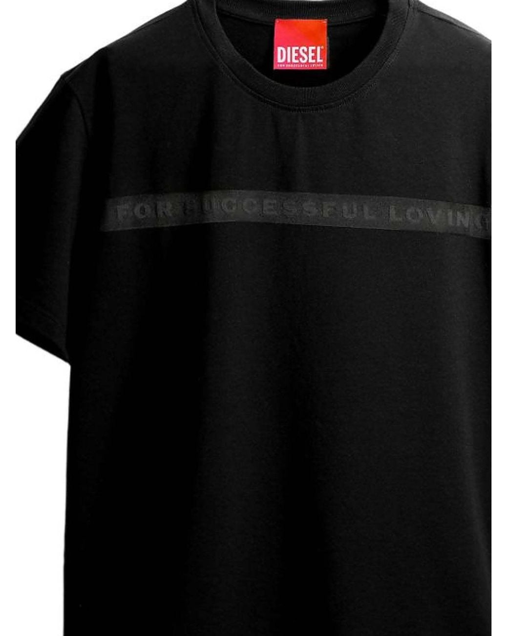 DIESEL Black X Tinder Logo-Print Sheer-Panel T-Shirt for men