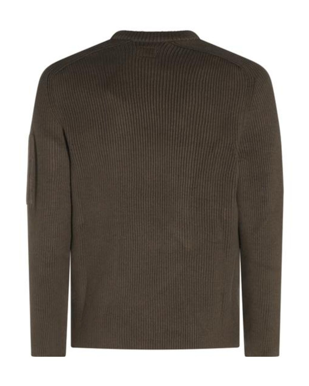 C P Company Green Ribbed Lens-Detail Knitted Sweater for men