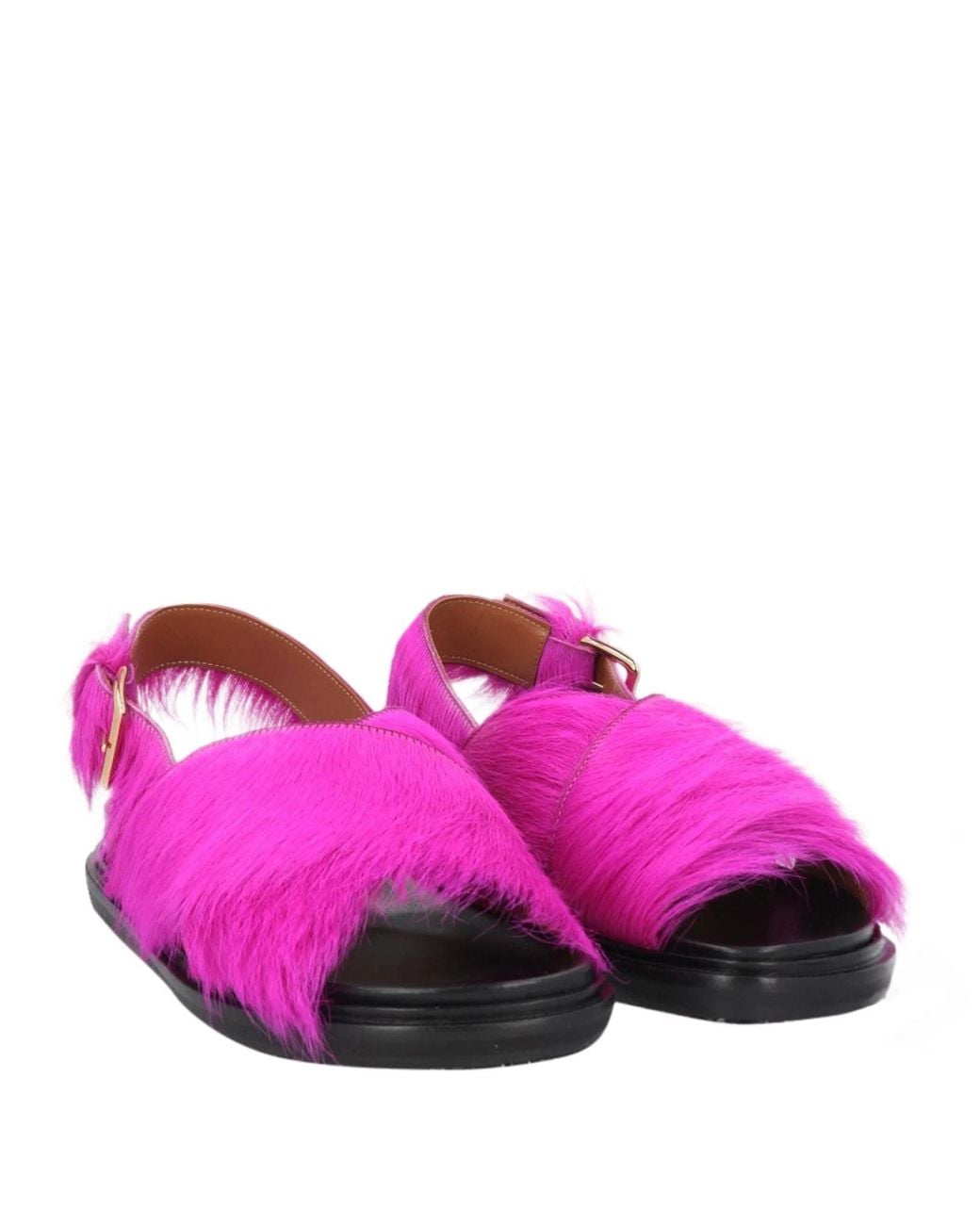 Marni Purple Solid Color Leather Slingback Sandals
