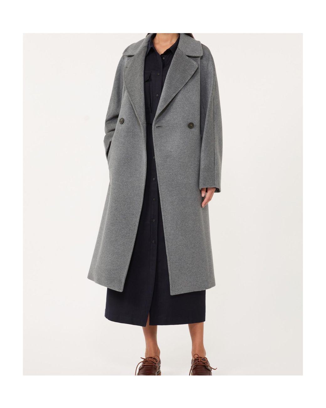 Weekend by Maxmara Gray Double-Breasted Wool Midi Coat
