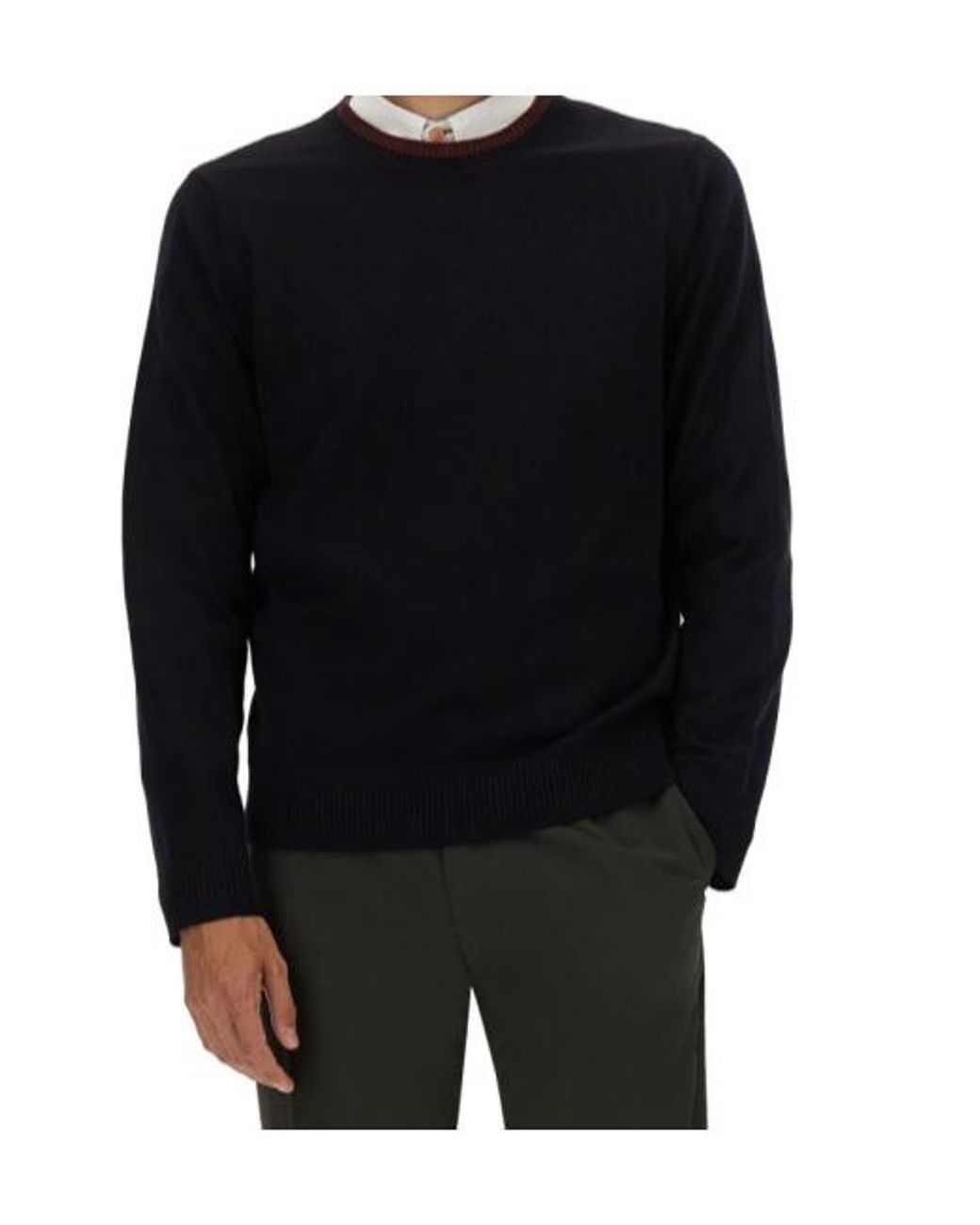 Paul Smith Black Ps Paul Smith Contrast-Collar Jumper for men