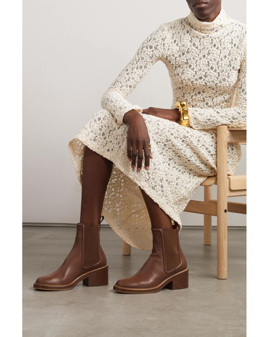 Chloé Brown Mallo 60Mm Leather Boots