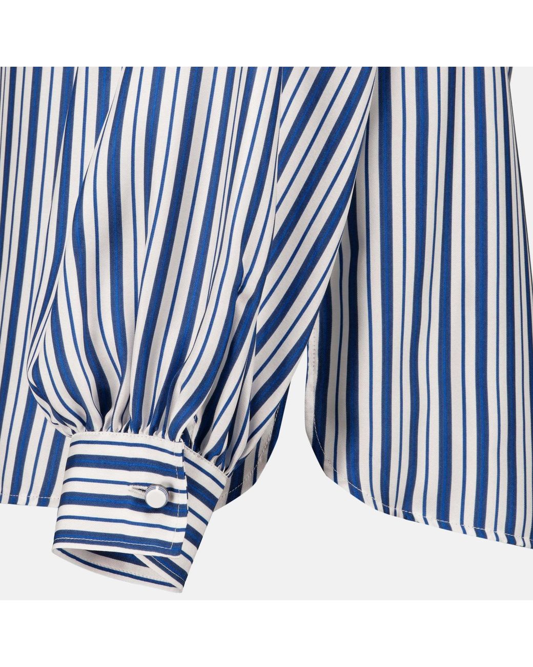 Max Mara Blue Striped Bow-Neck Top