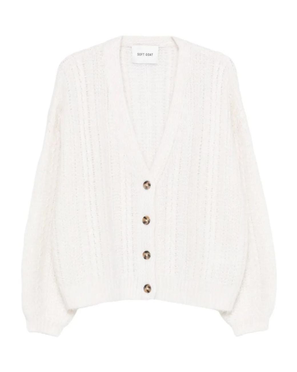 Soft Goat White Buttoned Cardigan