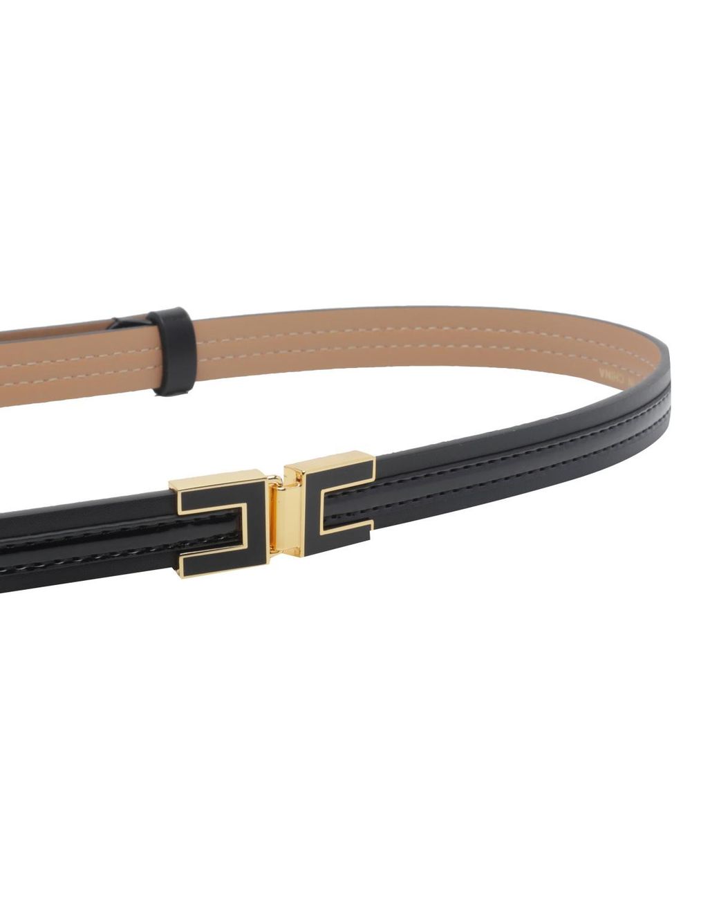 Elisabetta Franchi White Logo Buckle Slim Belt