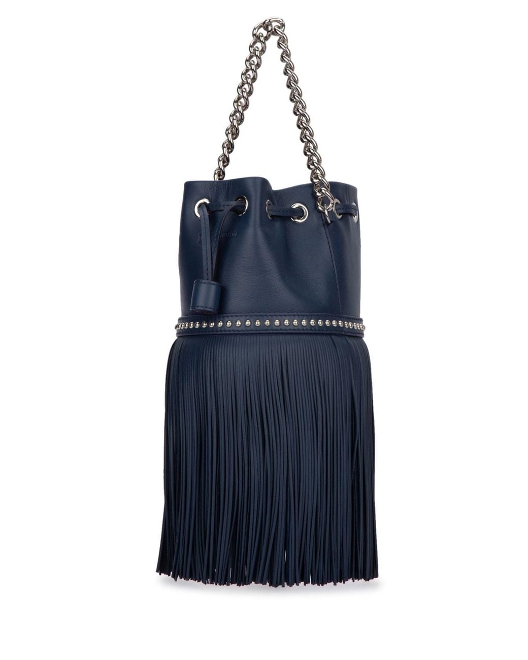 J&m Davidson Blue Carnival Fringed Studded Bucket Bag