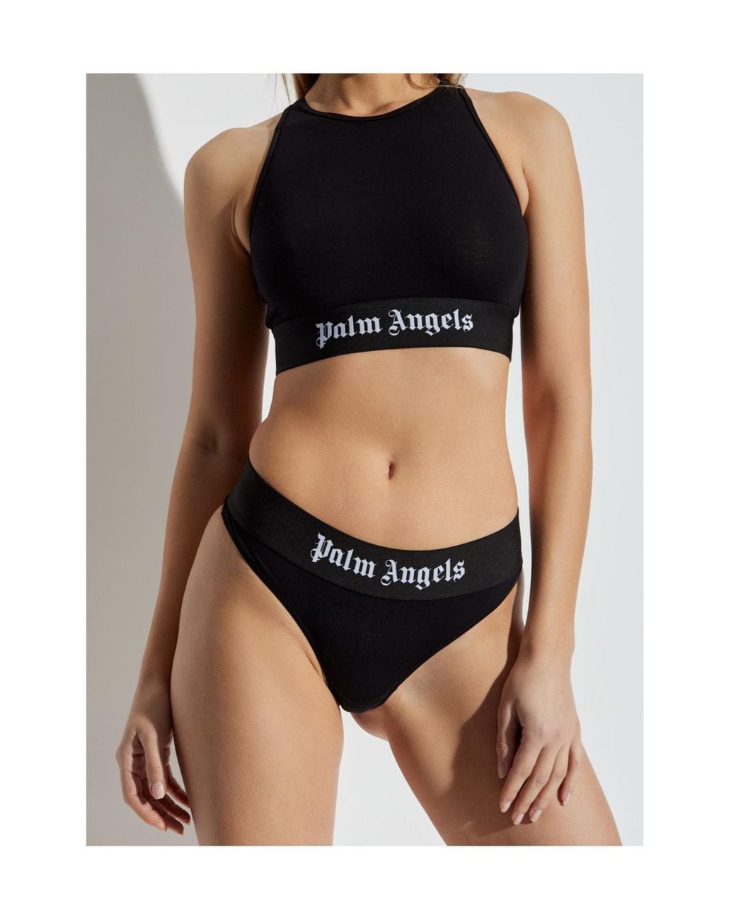 Palm Angels Black Logo Underband Racerback Bra