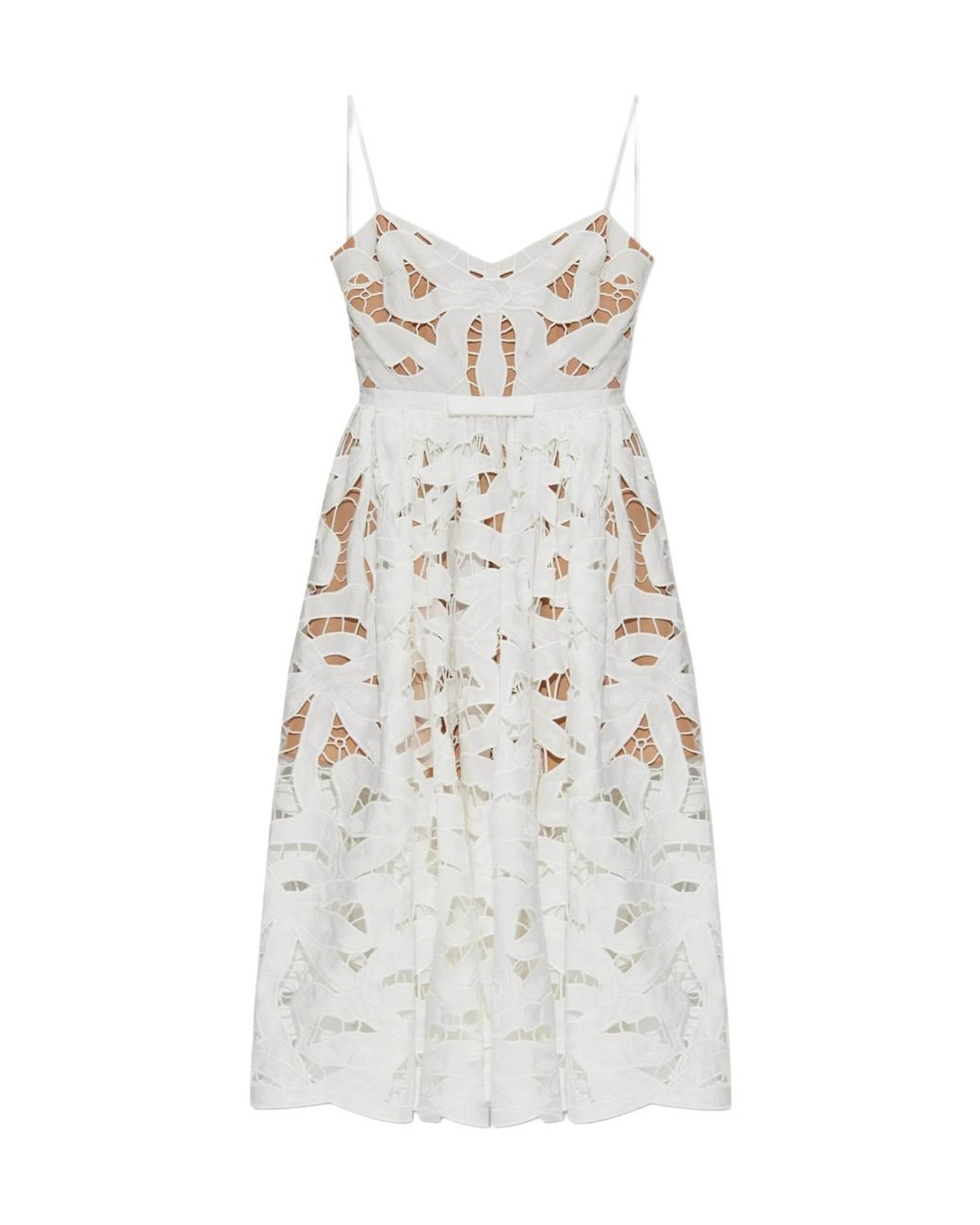 Self-Portrait White Bow Embroidered Midi Dress