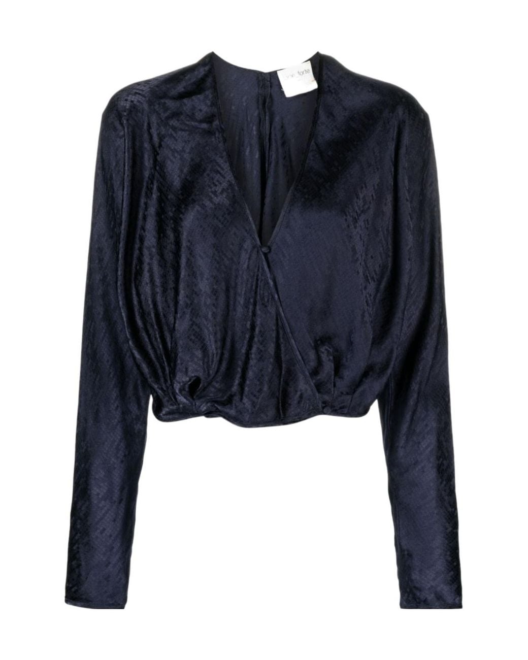 Forte_forte Blue Long-Sleeved V-Neck Blouse