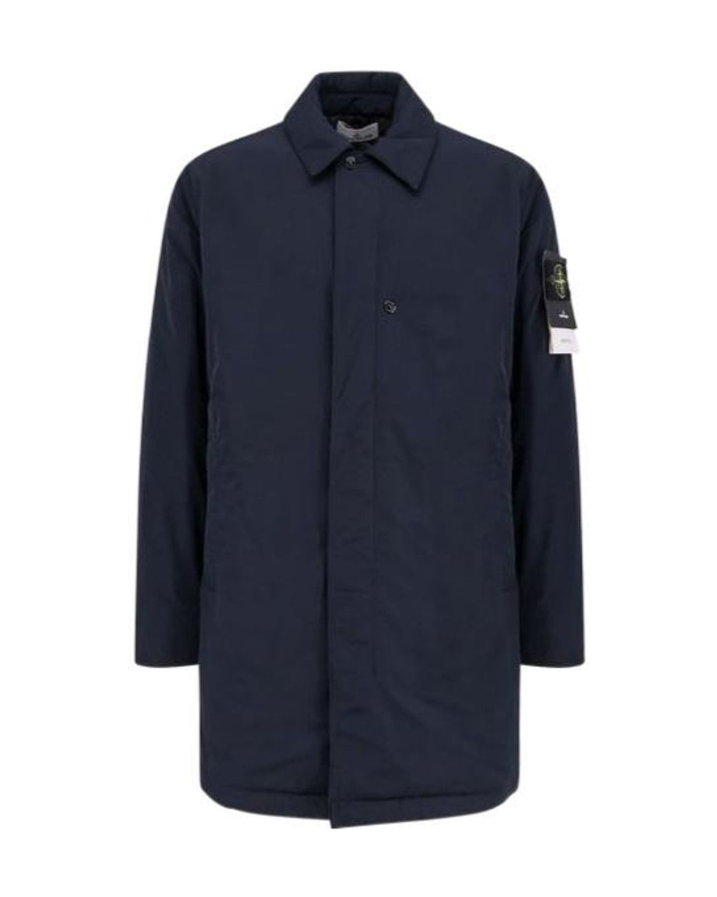Stone Island Blue Compass Patch Long Parka for men