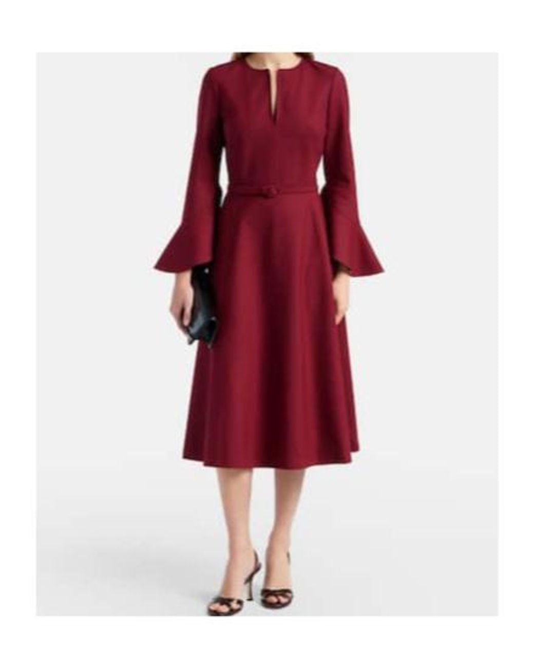 Oscar de la Renta Red Wool Midi Dress