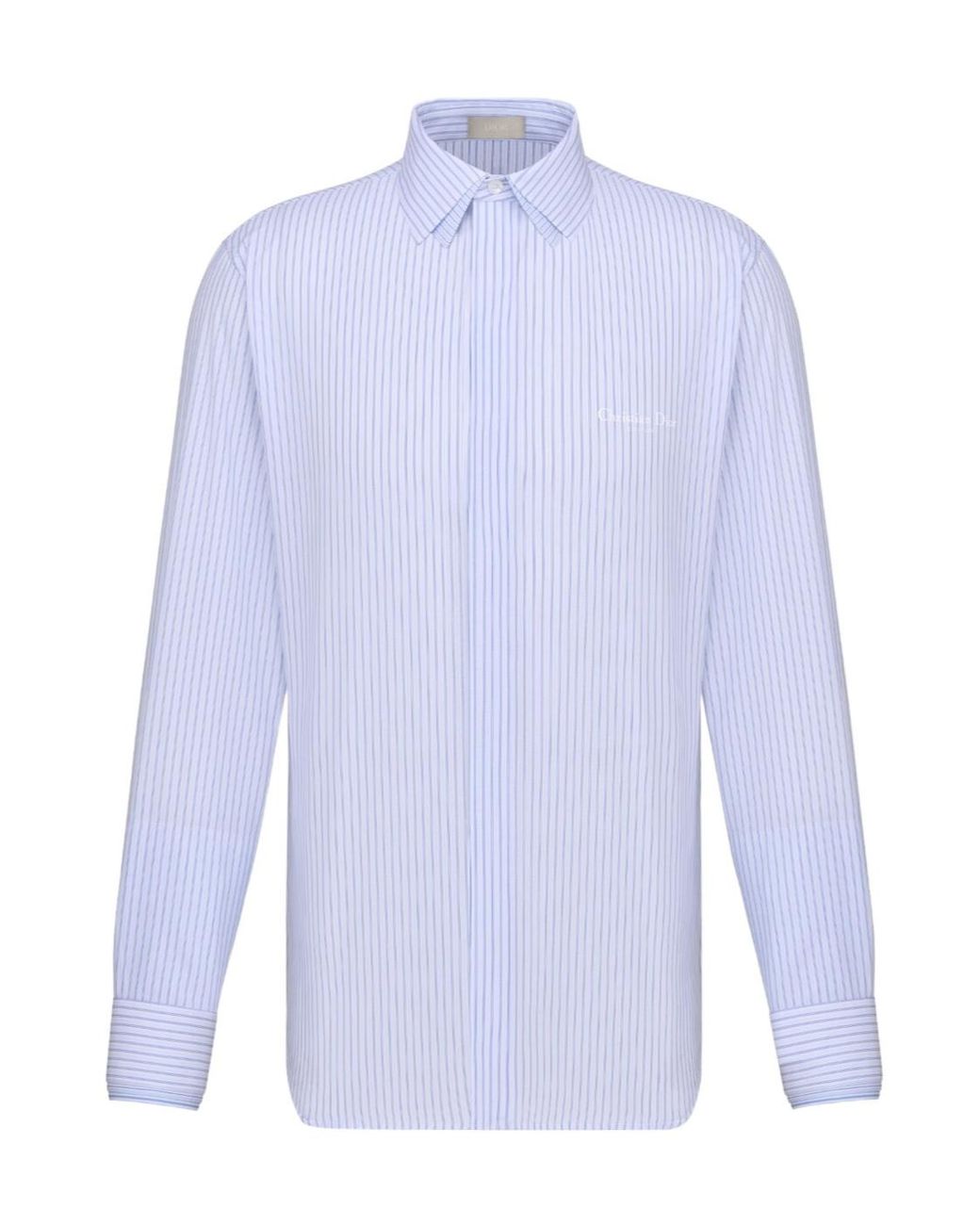 Dior Blue Homme Striped Collared Long-Sleeve Shirt for men