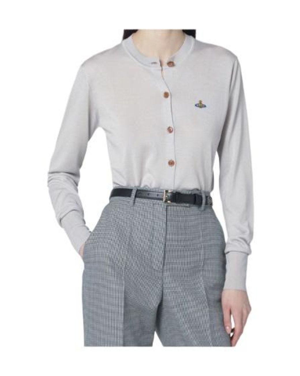 Vivienne Westwood White Logo Embroidered Knitted Cardigan