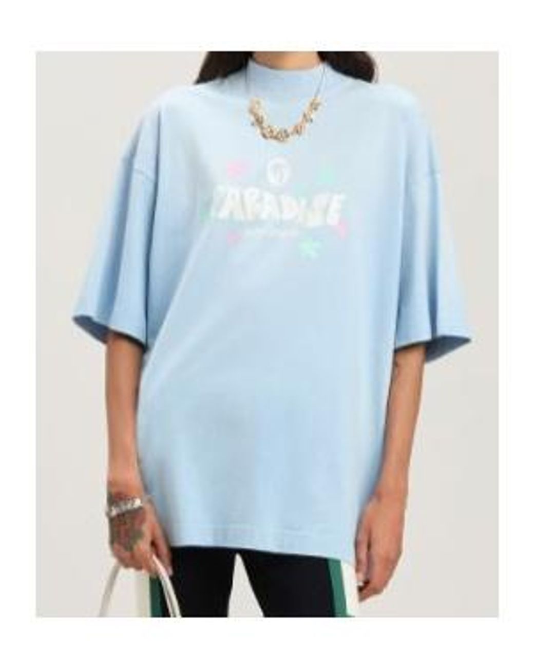 Palm Angels Blue Paradise Palm Printed Drop Shoulder T-Shirt