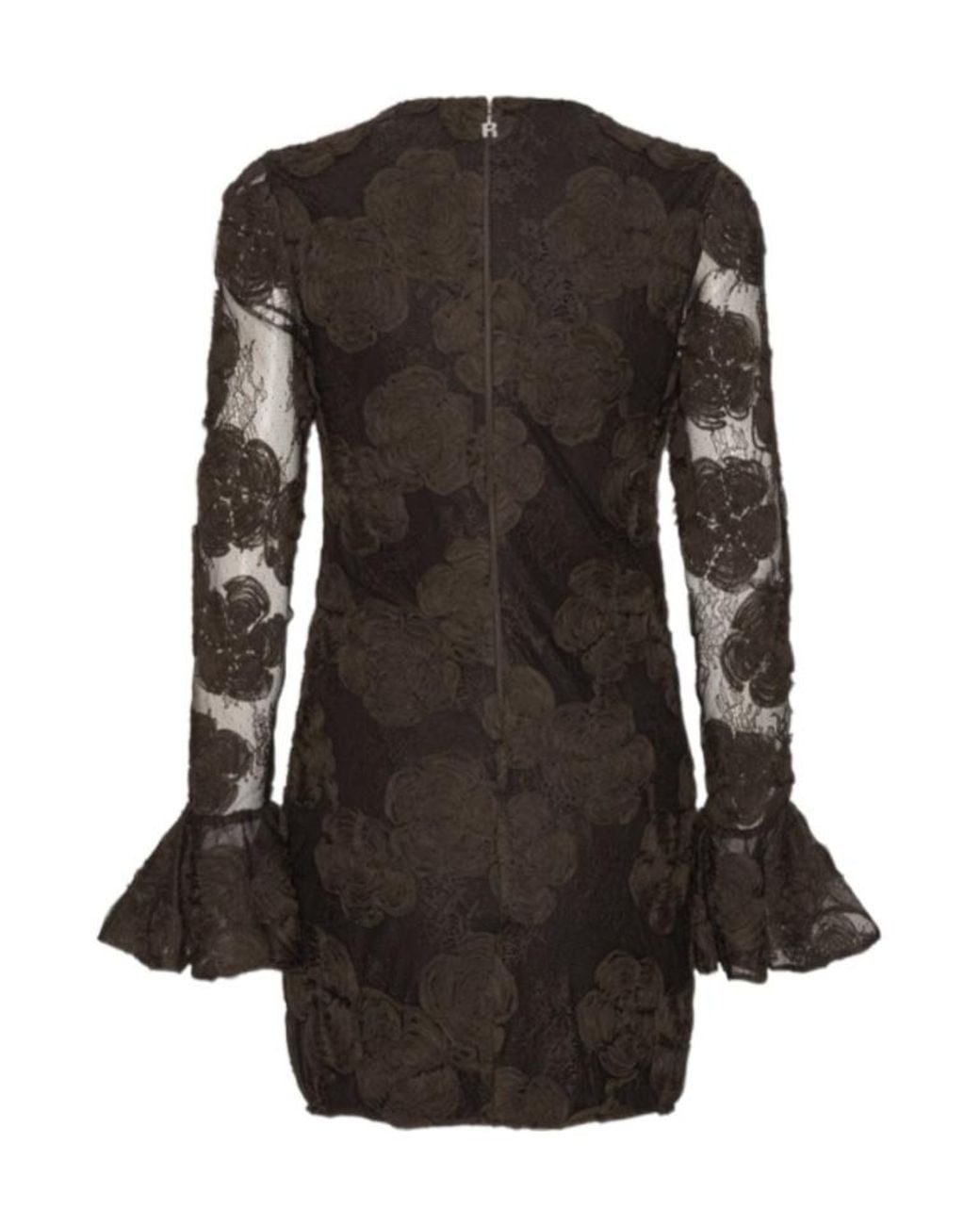 ROTATE BIRGER CHRISTENSEN Black Rositana 3D Floral Lace Mini Dress