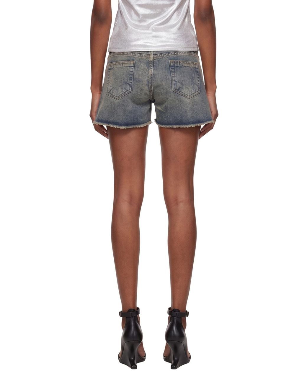 Rick Owens Gray Denim Shorts With Belt Loops