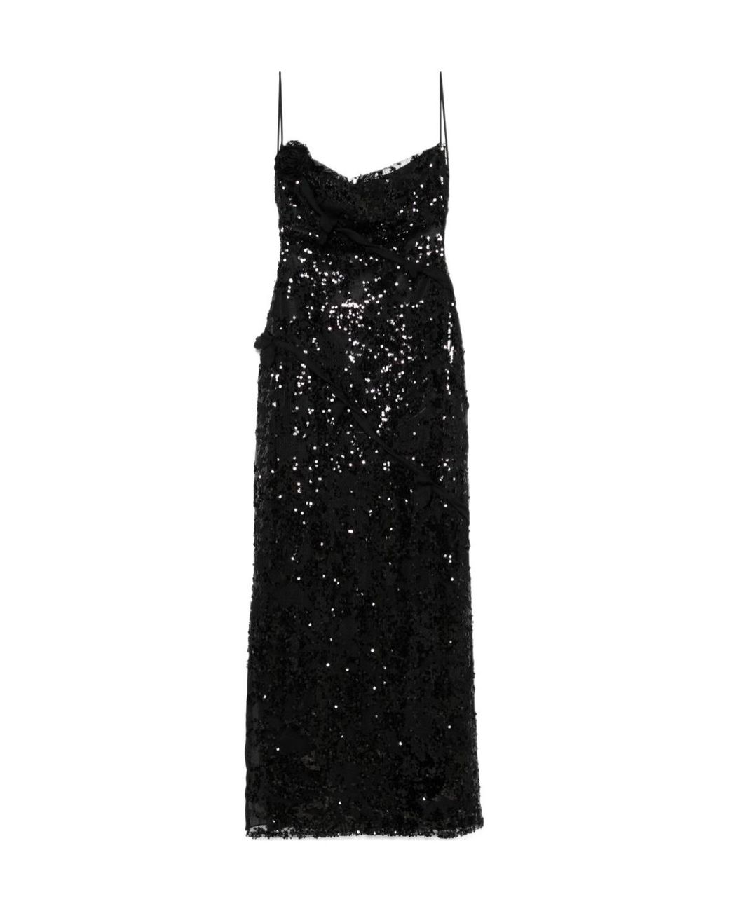 Coperni Black Sequins Embellished Long Dress