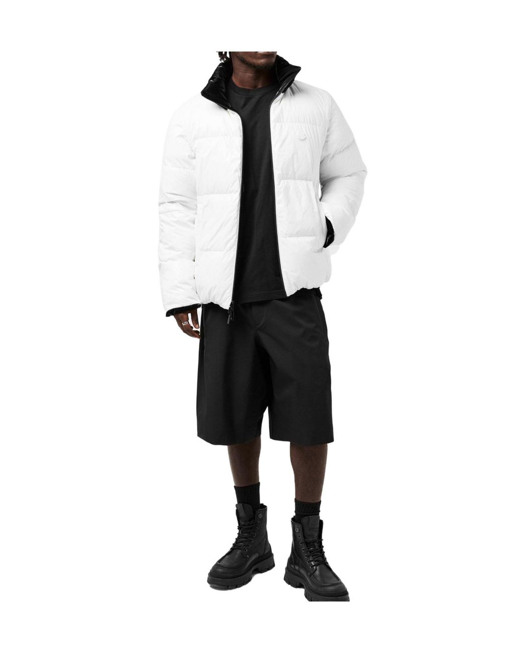 Moncler White Throttle Reversible Down Short Puffer Jacket for men