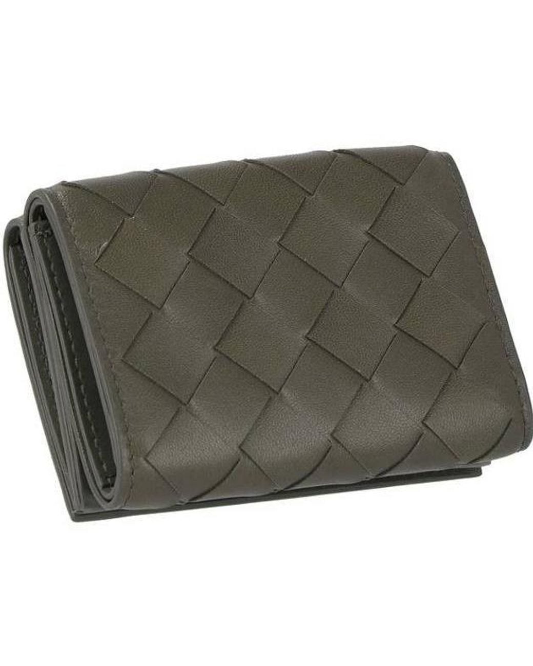 Bottega Veneta Gray Intrecciato 3-Fold Wallet