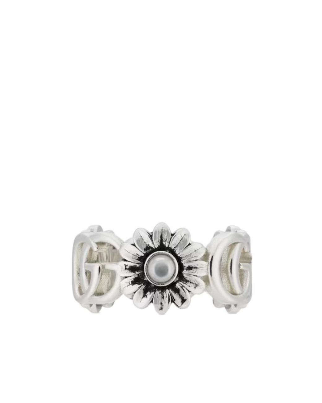 Gucci White Gg Marmont Mother Of Pearl Ring