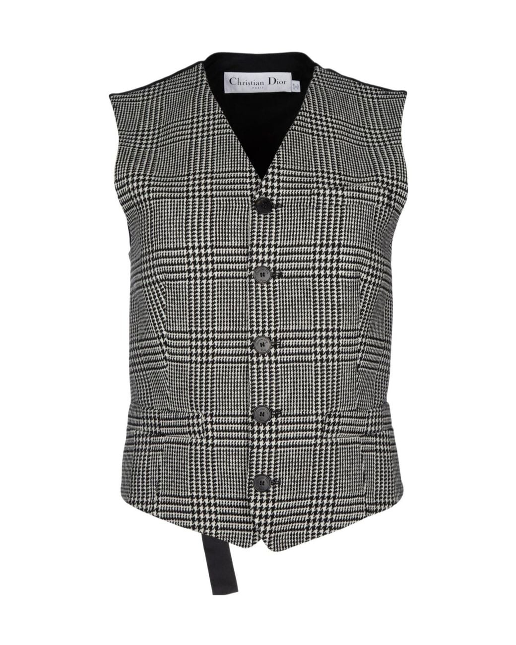 Dior Gray Christian Plaid Button-Up V-Neck Gilet