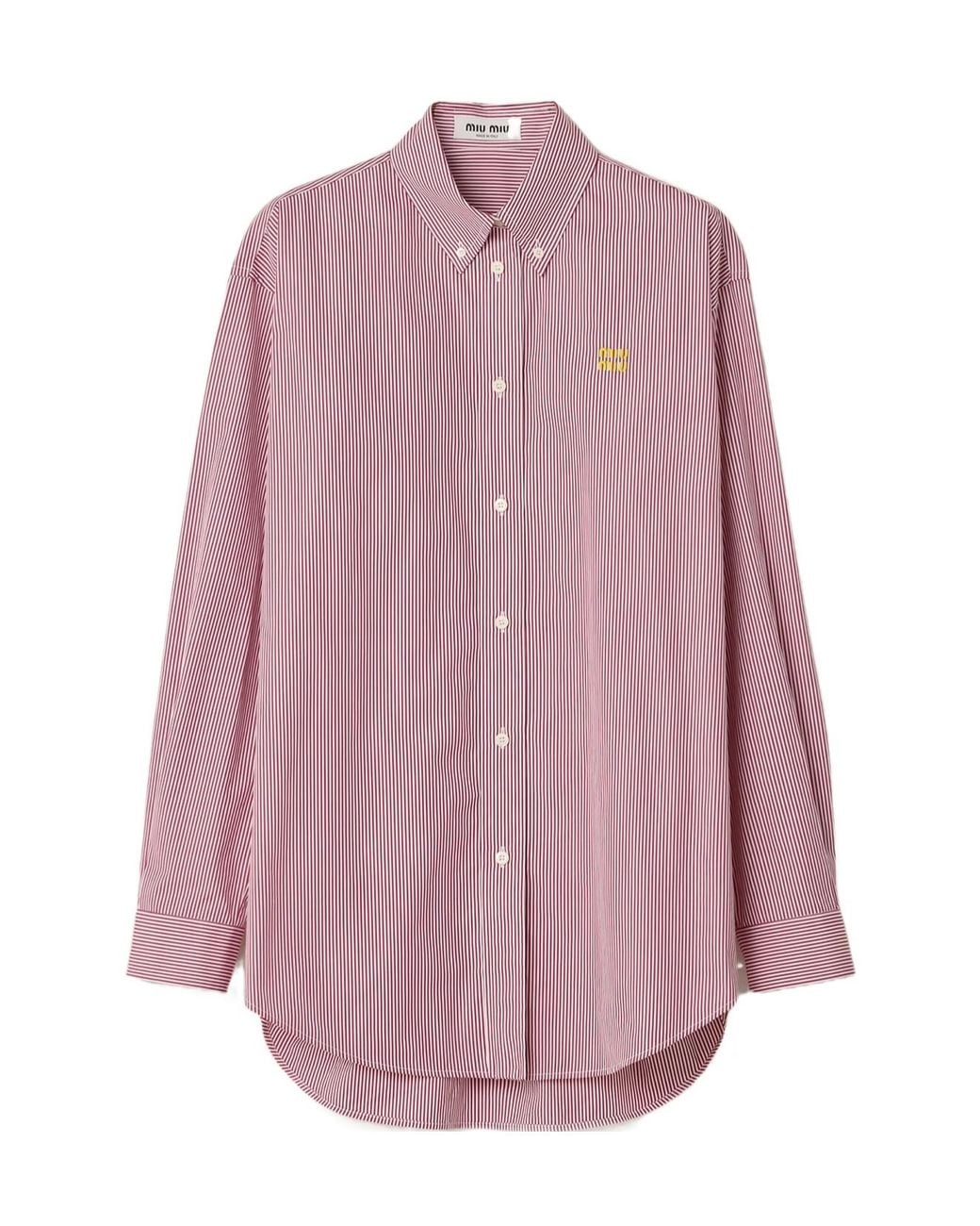 Miu Miu Purple Logo-Embroidered Striped Shirt
