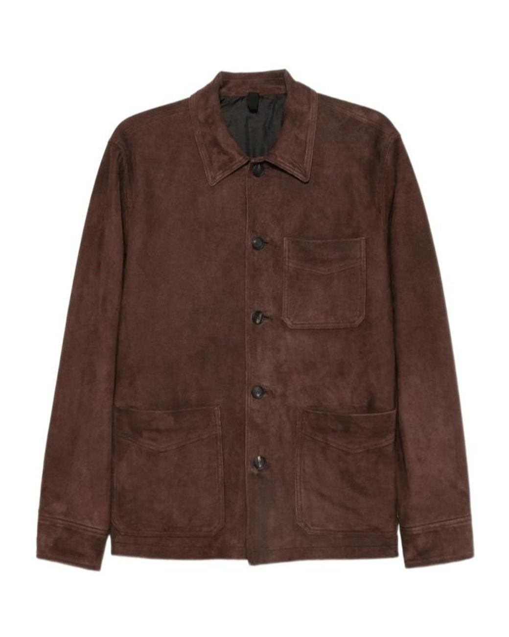 Tagliatore Brown Long-Sleeved Shirt Jacket for men
