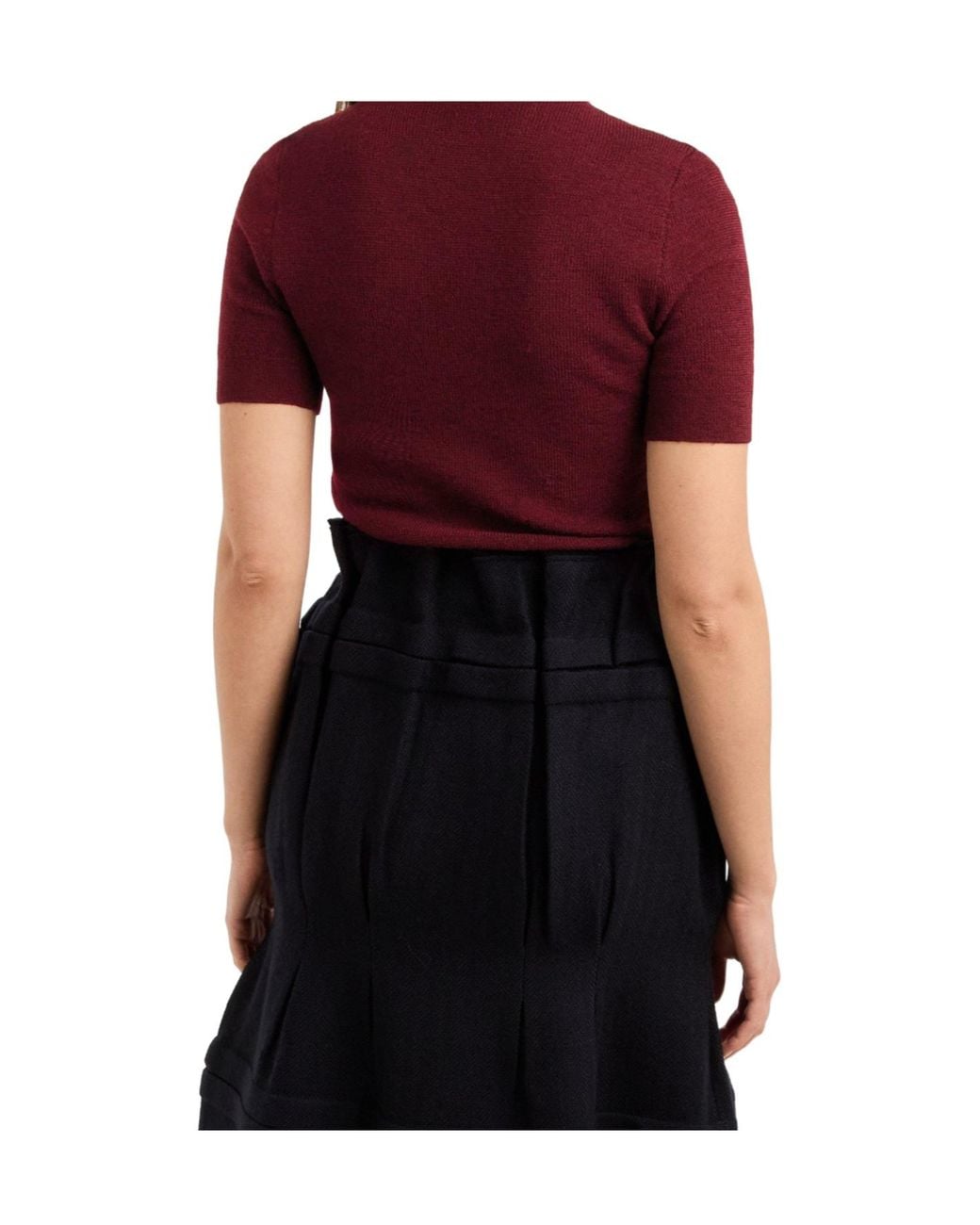 Prada Red High-Neck Short-Sleeve Knit Sweater