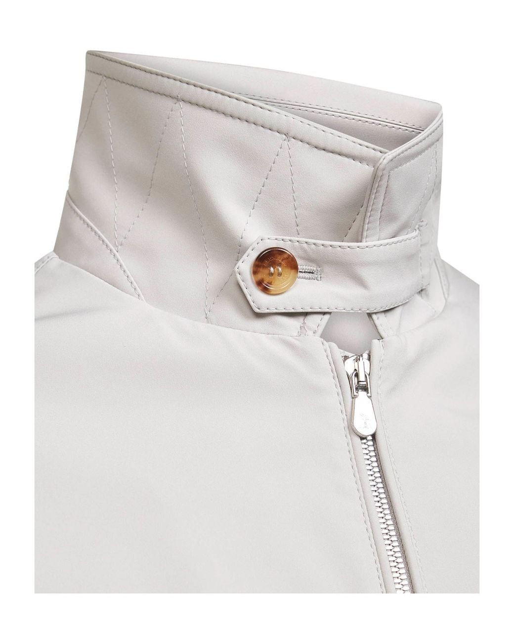 Brunello Cucinelli White High Neck Bomber Jacket for men